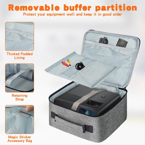 (ID:10.4*8.8*5in) Grekos Projector Carrying Bag,Projector Carrying Case for Accessories,Portable Carrying Bag