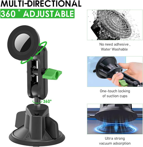psycat 360 Chubby Grip Magnetic Dash Mount Suction Cup Phone Mount for iPhone Samsung All Smartphone Rotation Magnetic