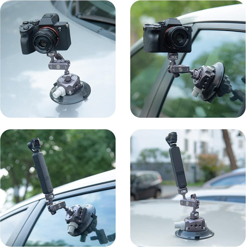 IMT 4.5" Camera Suction Cup Mount for Car, Quick Release Vacuum Suction Mount with 360° Ball Head