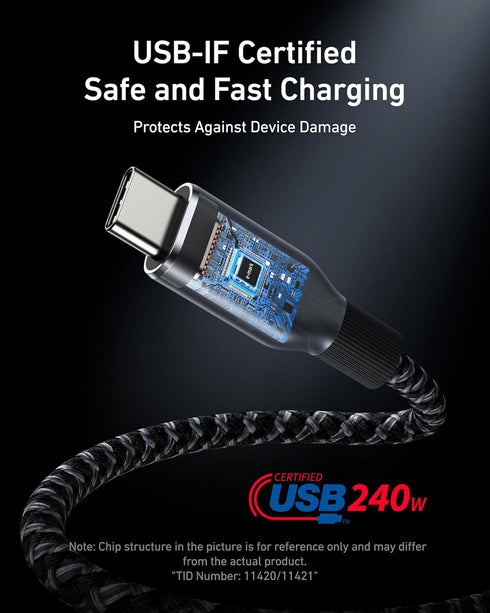 240W 100-Year 17 S24(3 Anker Prime USB C to USB C Cable, Fast Charging Cord, Upcycled-Braided Nylon with Bend