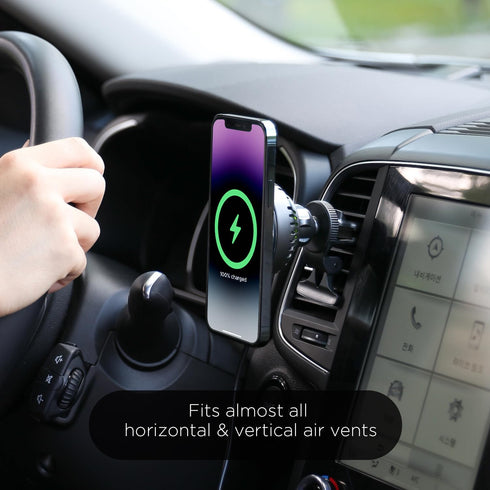 mooas Magnetic Car Mount Charger - Max. 15W Fast Wireless Charger with Air Vent Mount, Compatible with iPhone, Galaxy