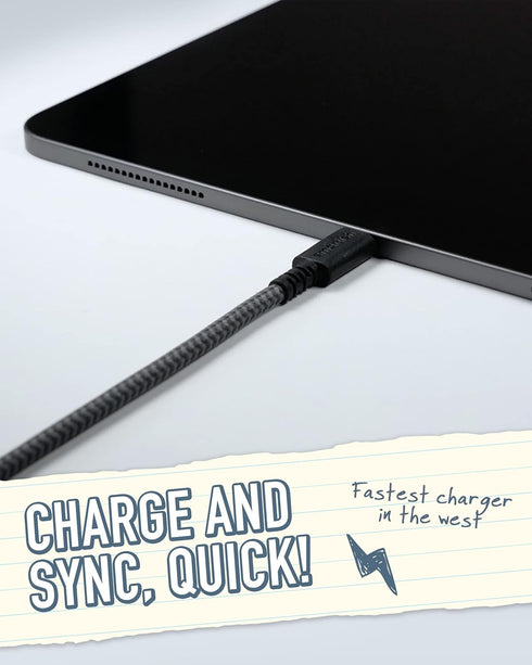 Smartish USB-C Charger for iPhone 15, Crown Joule 6 Foot Fast Fabric Wrapped Charging Cable 100W - Nylon USB C to USB C