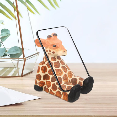 Beavorty Wooden Giraffe Mobile Phone Holder, Telephone Stand, Cellphone Support for Desk Office Accessories