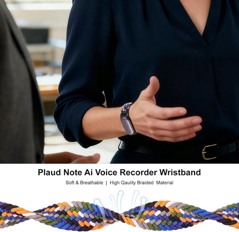 2 Pack Adjustable Braided Wristband Compatible with Plaud NotePin & NotePin S AI Voice Recorder,Breathable Soft