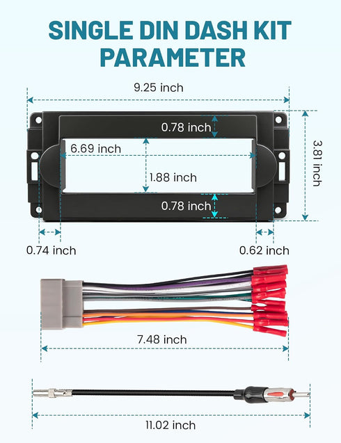 2005-2007 300C NuIth Single Din Radio Installation Dash Kit W/Radio Wiring Harness for Chrysler /Dodge Ram Charge