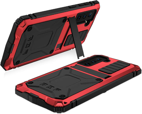 Samsung Galaxy S21 Case Compatible, Heavy Duty Aluminum Metal Waterproof Shockproof Protector Cover Hard Case (Red)