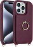 iPhone 15 Pro Case with Card Holder for Women, Phone Case with Strap, Crossbody Lanyard, Ring Stand, Cute Wallet 6.1"