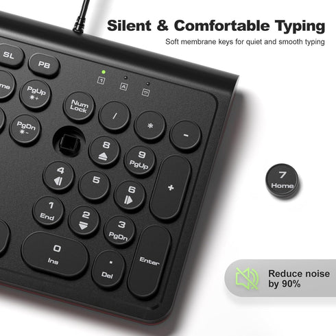 Dilter 7 8 10 11 USB Wired Computer Keyboard with Backlit - Full Size Office Keyboard with Number Pad, Caps Indicators