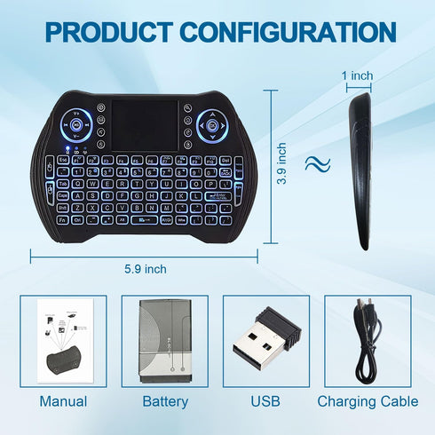 EASYTONE Mini Wireless Backlit Keyboard Touchpad Mouse Combo with Rechargeable Battery for Android TV, Smart TV, PC