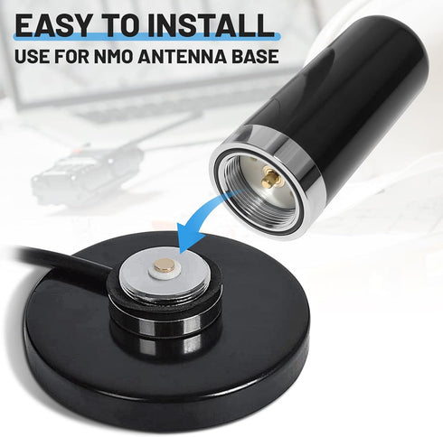 Anina 3DB 136-174MHz 400-470MHz, 3.5 Gain GMRS Antenna NMO Mount, Dual-Band UHF VHF Antenna NMO Connection for Midland