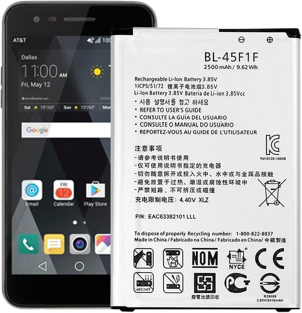 DDONG Replacement Battery for LG Fortune M153 Fortune 2 LMX210CM, K8 2017, LV3 BL-45F1F 2500mAh