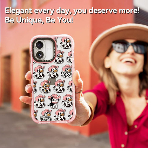 Rosarnnah 16 20 (6.1") for iPhone Case Cute - Military-Grade ft Drop Protection Shockproof Phone Case - Funny Milk Cow
