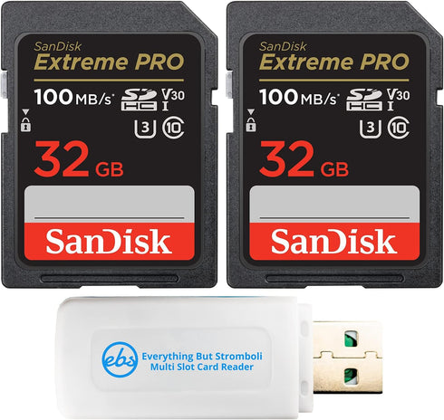 SanDisk 32GB Extreme Pro Memory Card (Two Pack) for Nikon D3400, D3300, D750, D5500, D5300, D500, AW130