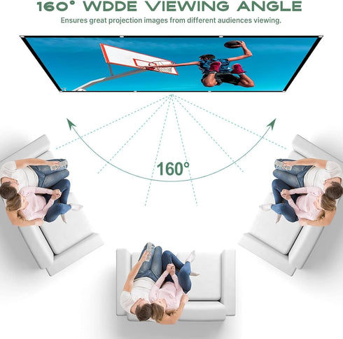 AAJK 80 inch 16:9 Projector Screen, Washable Projector Screen Foldable Anti-Crease Portable Projector Movies Screen