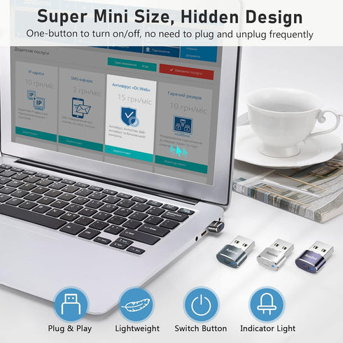 Mouse Jiggler Undetectable Metal USB Mover with Switch Button, Automatic Mini Shaker with 2 Jiggle Modes, Plug & Play