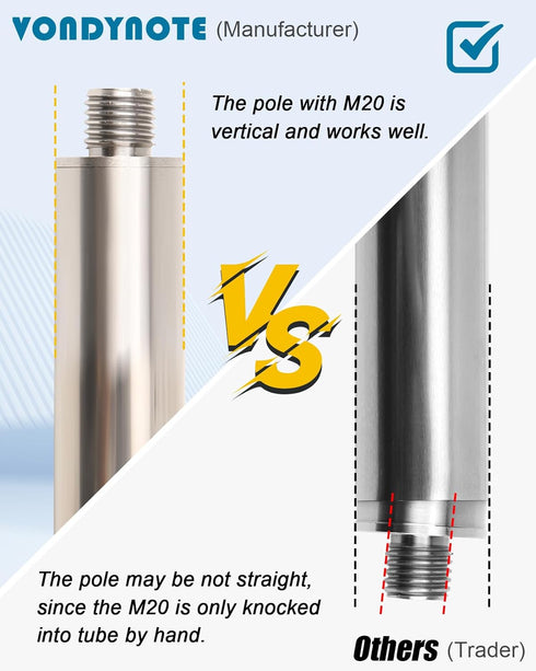 Set of 2 Speaker Pole for Subwoofer, Height Adjustable, Fits M20 Threaded Mount and 35mm Mount Speaker Extender