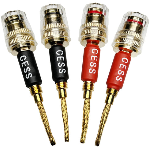 CESS-220 Pin Banana Plug to 4mm Female Banana Jack, 4 Pack, Braided-Type