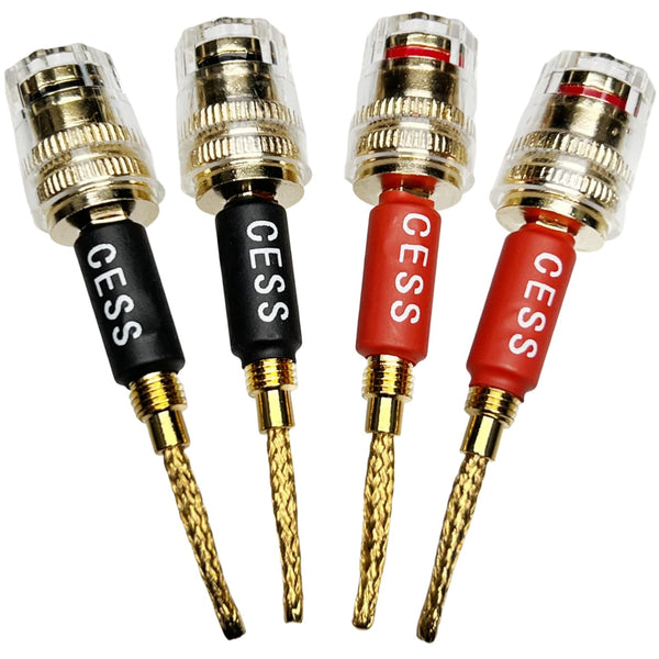 CESS-220 Pin Banana Plug to 4mm Female Banana Jack, 4 Pack, Braided-Type