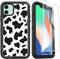Compatible iPhone 11 Case with Screen Protector, Cute Luxury Cow Print Design, Shockproof 3-Layer Case