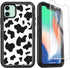 Compatible iPhone 11 Case with Screen Protector, Cute Luxury Cow Print Design, Shockproof 3-Layer Case