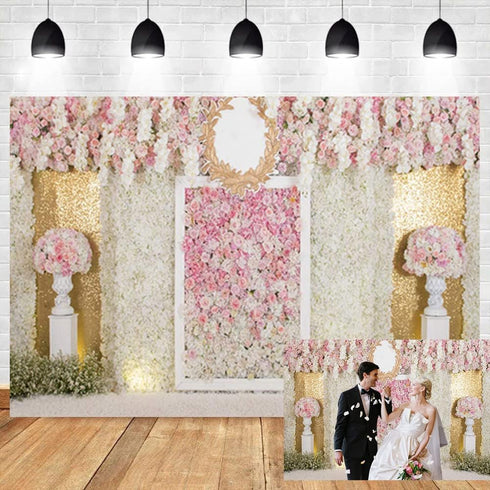 Leyiyi 5x3ft 3D Wedding Floral Wall Backdrop Photography Background for Bridal Shower, Baby Shower, Birthday Party