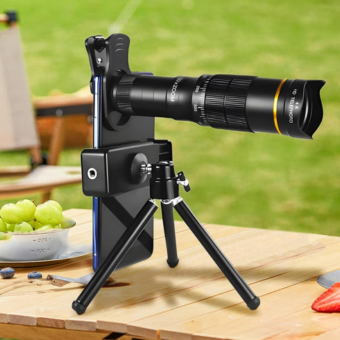 Flylin 32X 0.63X 198 Phone Camera Lens Kit, Long Focus Telephoto High Power HD Lens Wide Angle Macro Fisheye for Most