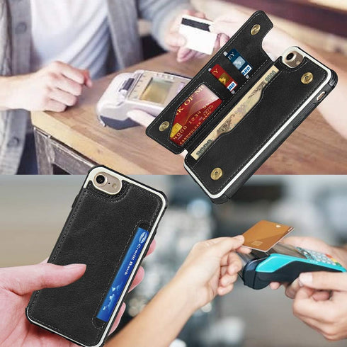 Cavor Wallet Case for iPhone 6/6s/7/8/SE 2022/SE 2020, PU Leather Flip with Card Holder & Lanyard