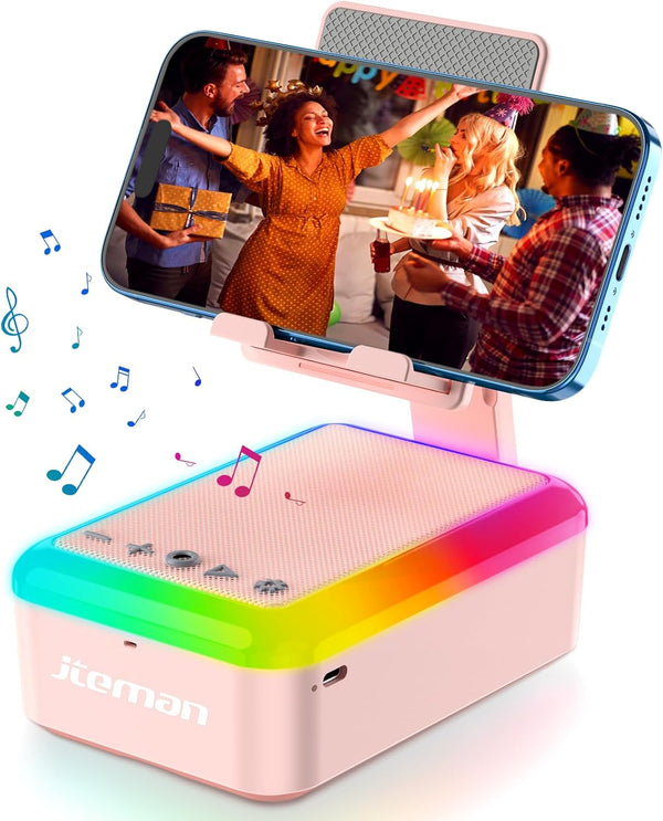 JTEMAN Gifts for Women, Cell Phone Stand with Bluetooth Speaker and Light, Portable Lanyard, Unique Birthday Gift Ideas