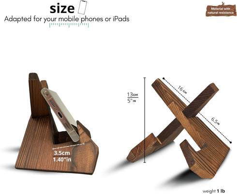Generic 11/12/13 TOJTIK Phone Holder Wood, Small Phone Stand for Desk, Portable Cell Phone Holder for Smartphones
