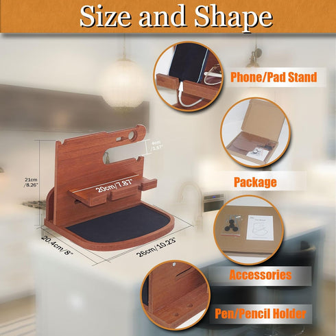 Krismax Wood Phone Docking Station for Men, Husband, Dad.-Nightstand & Desk Organizer-Anniversary Idea from