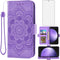 Asuwish Samsung Galaxy S23 FE 5G Wallet Case: Leather Flip, Tempered Glass Protector, Card Holder, Lanyard - Purple.