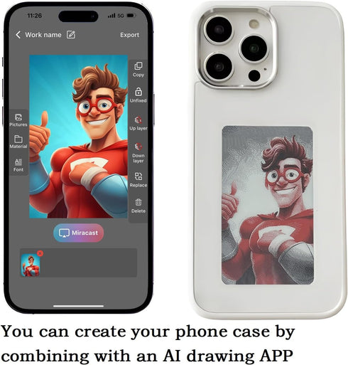 DIY E-Ink Phone Case for iPhone 14 Pro Max, Smart Photo Rear Projection Customizable Phone Case, Instantly Display