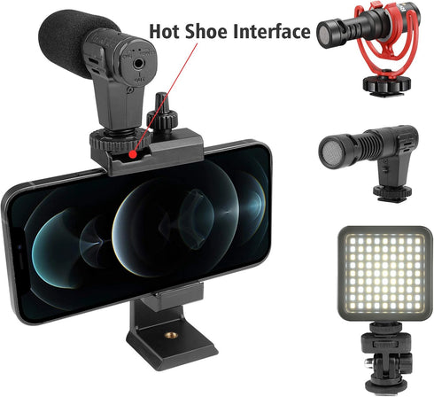 Phone Vlogging Holder, Cell Phone Camera Handle Grip Stabilizer, Ergonomic Smartphone Video Stabilizer with Cold Shoe