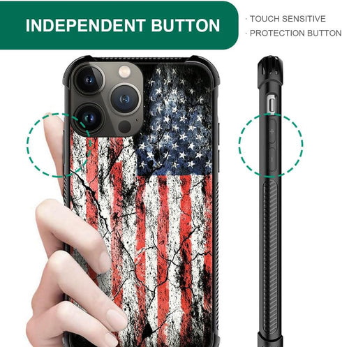 DJSOK Distressed Flag Case for iPhone 15 Pro Max - Rugged Dual Layer Shockproof Cover for Men, Boys, and Girls.