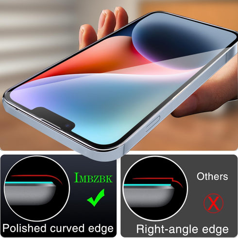 IMBZBK iPhone 14 Screen Protector 3 Pack - Tempered Glass, 9H Anti-Scratch, Case Friendly, with Camera Lens Protectors.