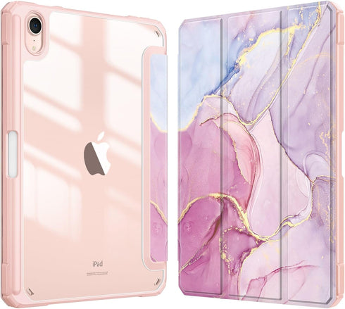 Fintie Hybrid Slim Case for iPad Mini 7, 2024 / iPad Mini 6, 8.3 Inch, Built-in Pencil Holder, Shockproof Cover Marble