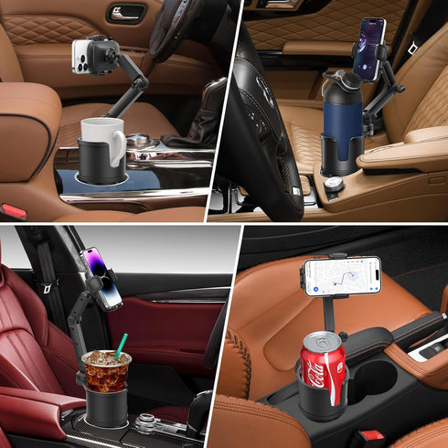 Cup Holder Phone Mount for Car with Expandable Base, Universal Multi Cup Phone Holder for All Cellphones