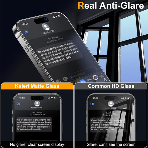 iPhone 15 Pro Max 6.7" Matte Glass Screen Protector 2 Pack, 9H Tempered, Anti-Glare, Easy Install, Dynamic Island