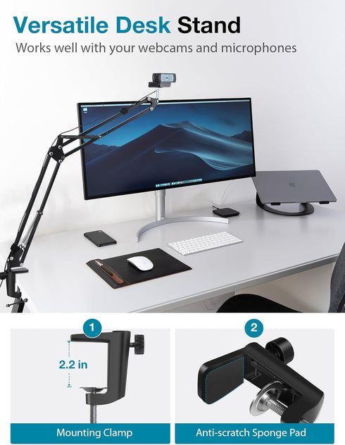InnoGear Webcam Stand, Boom Arm Mount Stand for Logitech Webcam BRIO 4K C920 C920S C922 C922x C925e C930 NexiGo N60,