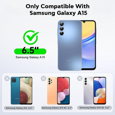 LeYi Galaxy A15-5G Case: Military-Grade Shockproof, Blue, with 2 Tempered Screen Protectors & Credit Card Holder.