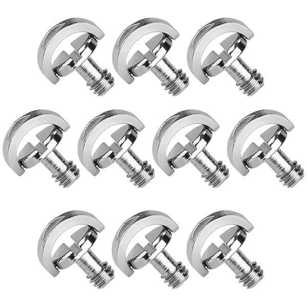 10 Pack Stainless Steel D Shaft D-Ring 1/4" Tripod Screw Adapter for Camera Camcorder Monopod Quick Release