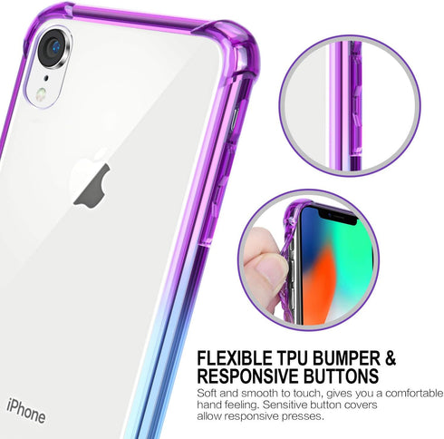 SALAWAT iPhone Xr Case, Clear Slim Anti Scratch Protective Cover with Reinforced Corners - Shockproof TPU Bumper, Blue
