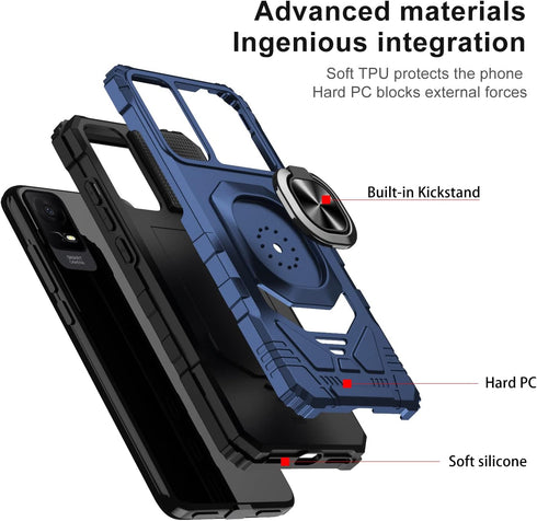 TCL ION X Case with Tempered Glass Screen Protector, Military Grade Heavy Duty Shockproof Protective Cover