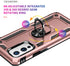 Military Grade Shockproof Case for Oneplus 9 5G, Armor Heavy Duty with 360 Metal Rotating Ring Kickstand (Rose Gold)
