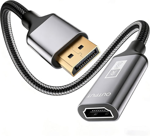 HAOISH 4K HDMI to Displayport Adapter, 1080P@120HZ Uni-Directional Display Port to HDMI for