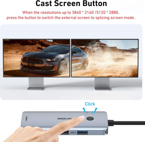 imokin HDMI,3 Docking Station USB C to Dual HDMI Adapter USBC Hub DualHDMI Monitors for Windows,USB C Adapter with Dual