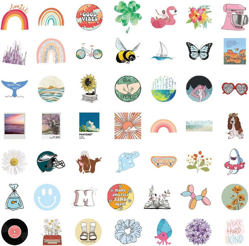200 Pack Stickers for Water Bottles, Cute Vsco Vinyl Aesthetic Waterproof Stickers for Teens, Kids