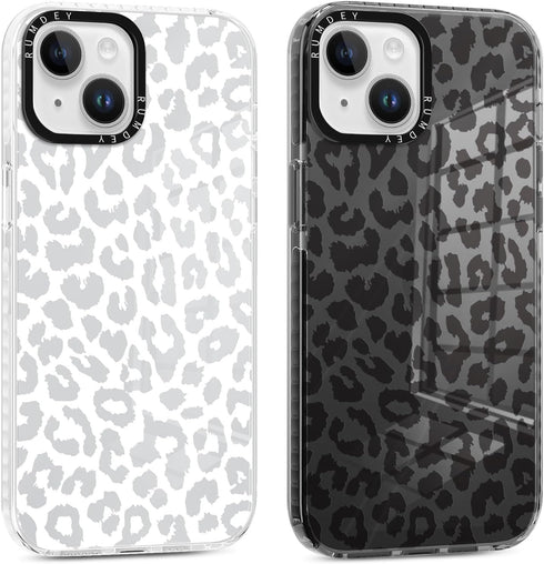 2 Pack Cheetah Cases for iPhone 13/14 (6.1") - Clear Leopard Pattern, Slim Shockproof TPU Cover for Women & Girls.