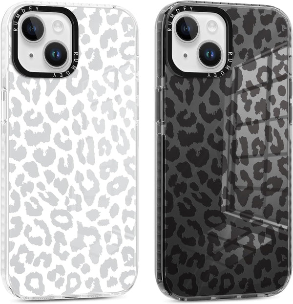 2 Pack Cheetah Cases for iPhone 13/14 (6.1") - Clear Leopard Pattern, Slim Shockproof TPU Cover for Women & Girls.