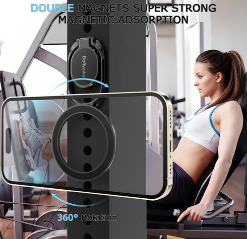 Doflyesky Magnetic Phone Ring Grip Holder, Dual-Sided Magnetics Adjustable Gym Finger Ring Grip Kickstand, Removable